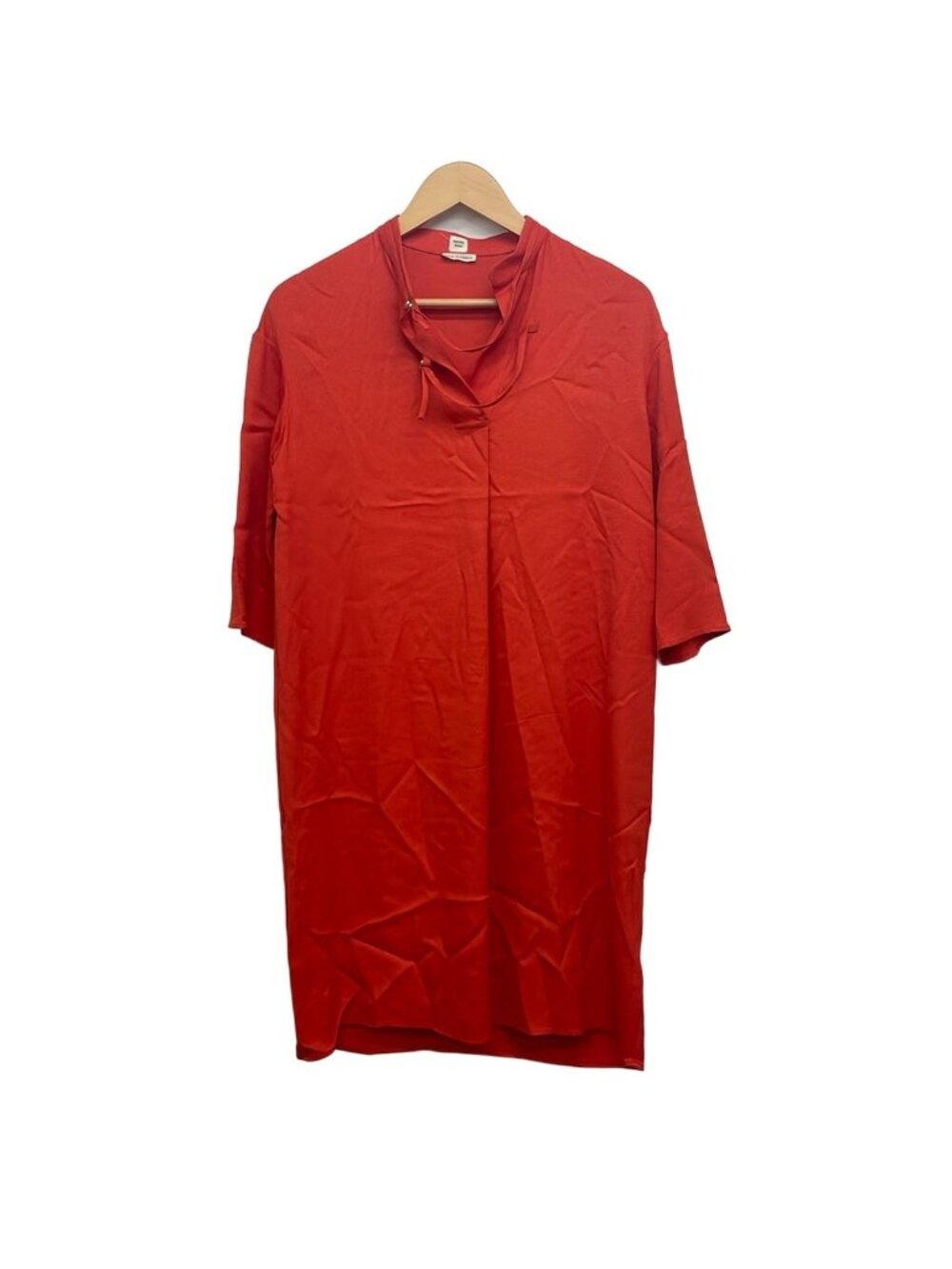 Hermes Dress S Orange V-neck Short Sleeve Long